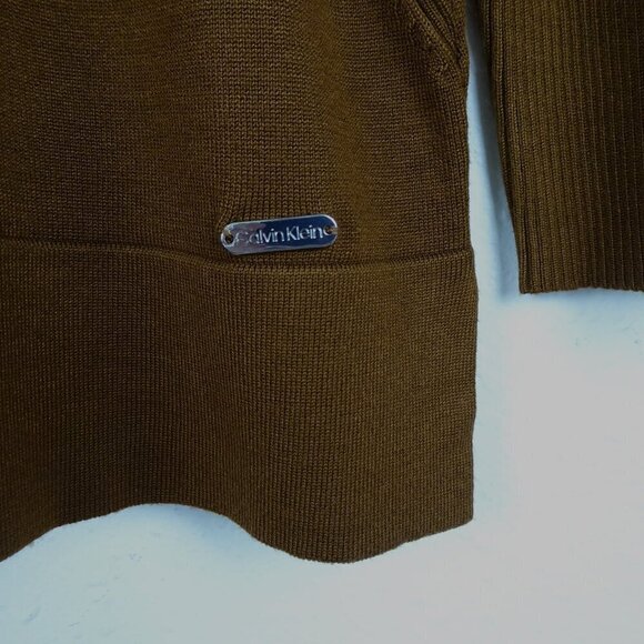 Calvin Klein Turtleneck Sweater Top Women's Plus Size 0X Brown Criss Cross - Picture 4 of 9